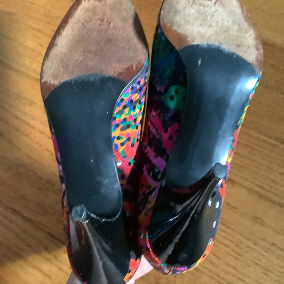 Vintage 90s Stuart Weitzman multicolored dotted heels size 7.5 - Picture 7 of 8